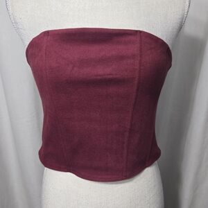 Reoria Zip Up Corset Suede Feel NWT Sz L Maroon